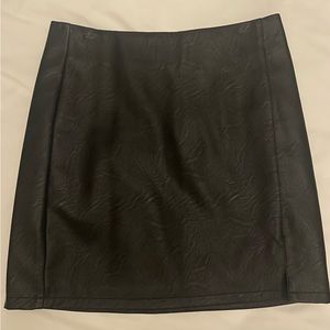 Faux Leather Mini Skirt with Side Slit